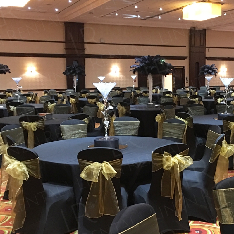 130 inch Round Black Tablecloth (for 6ft)