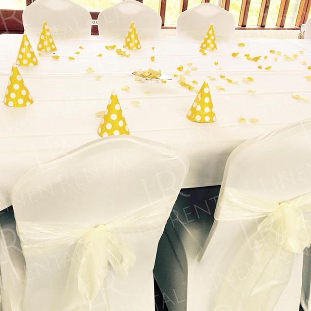 Birthday Party https://d1hcs5uofxldvl.cloudfront.net/linen-rental/article_additional/birthday-party2/birthday-party2.jpg - Covering chairs can alter the feel of a whole event. Accessorise with the your theme colours instead.