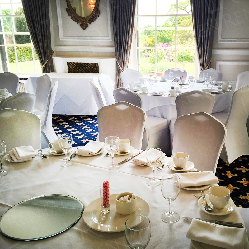 130 Inch Round White Tablecloth (for 6ft)